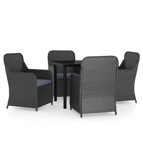 Ensemble à manger de jardin avec coussins 5 pcs noir