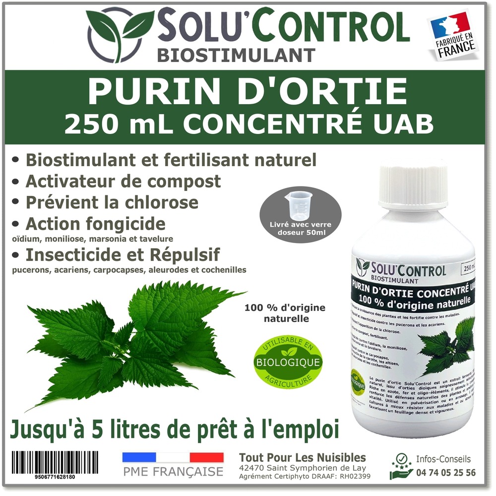 Purin d’ortie naturel solu’control uab – 250 ml – produit végétal – stimule la croissance et renforce les plantes