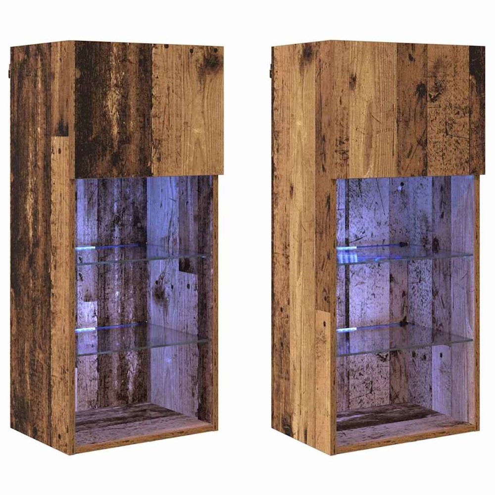 Meubles tv muraux 2 pc bois ancien bois d'ingénierie