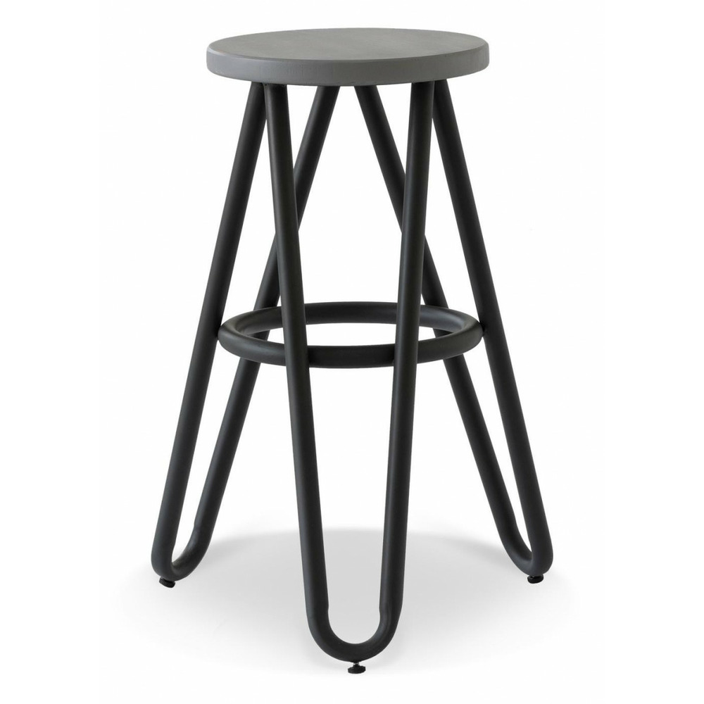 Tabouret bois-métal noir - (st-) décoration d'autrefois