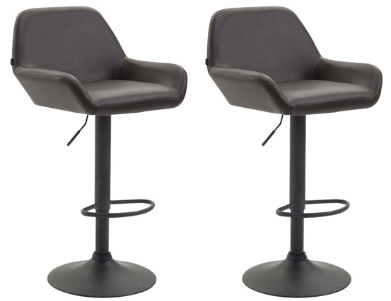 Lot de 2 tabourets de bar braga simili cuir noir