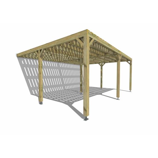 Pergola bois • 6m x 5m • adossée • sens largeur • platelage bois • livraison comprise