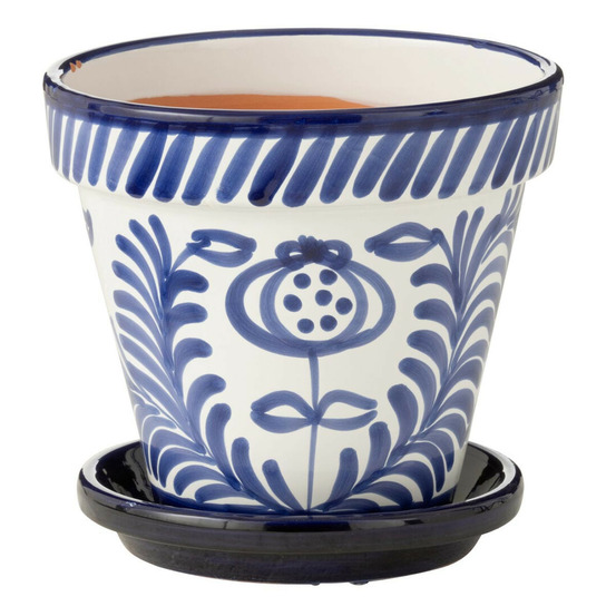 Pot avec soucoupe en céramique