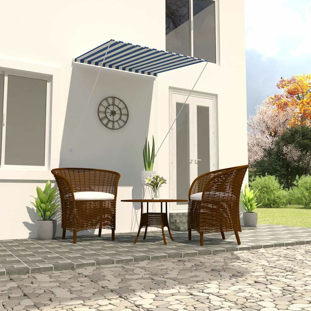 Auvent rétractable 100x150 cm bleu et blanc