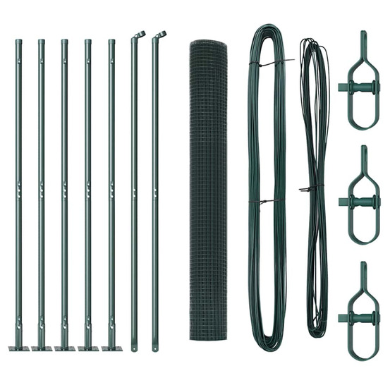 Clôture avec poteaux vert 1 x 10 m acier