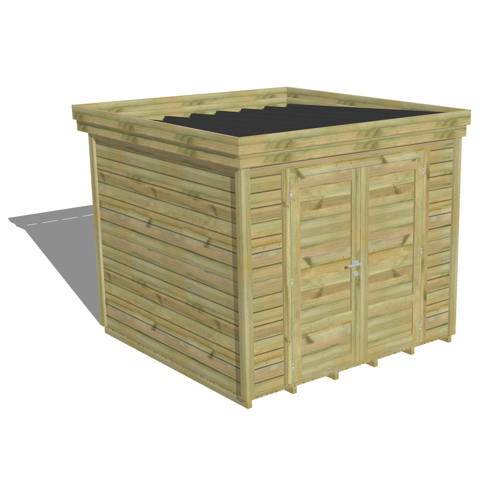 Abri de jardin bois pin traité autoclave 27mm - 2,64x2,64m / 7m2 - bac acier - plancher bois