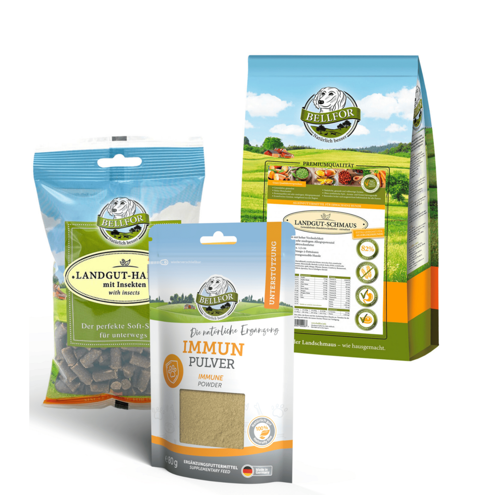 Ensemble de bras purine - naturgut-schmaus 4 kg + poudre immunitare 80g + landgut-happen 200g