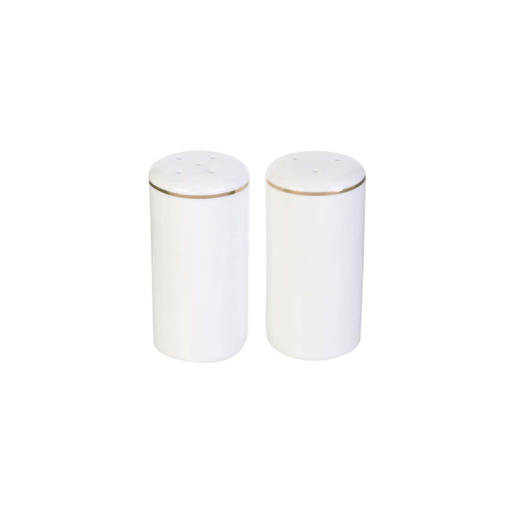 Salière et poivrière en porcelaine liseré doré