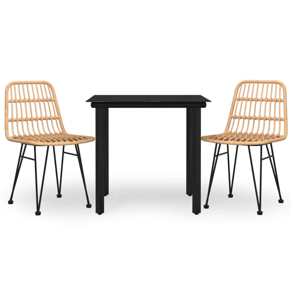 Ensemble à manger de jardin 3 pcs résine tressée