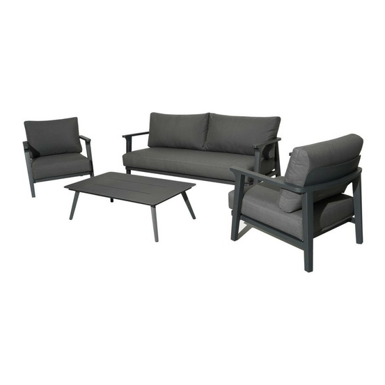 Salon de détente lava alu avec coussins sunbrella - graphite (set complet)