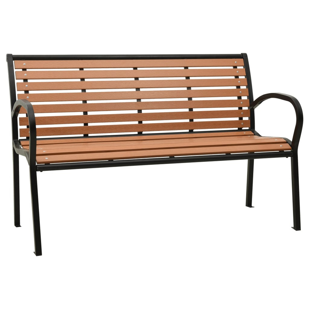 Banc de jardin noir et marron 116 cm acier et wpc