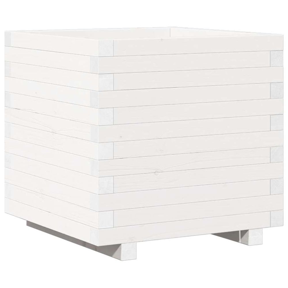 Jardinière blanc 50x50x49,5 cm bois de pin massif