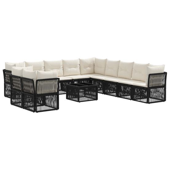Ensemble de canapé de jardin 12 pc noir polyrotin