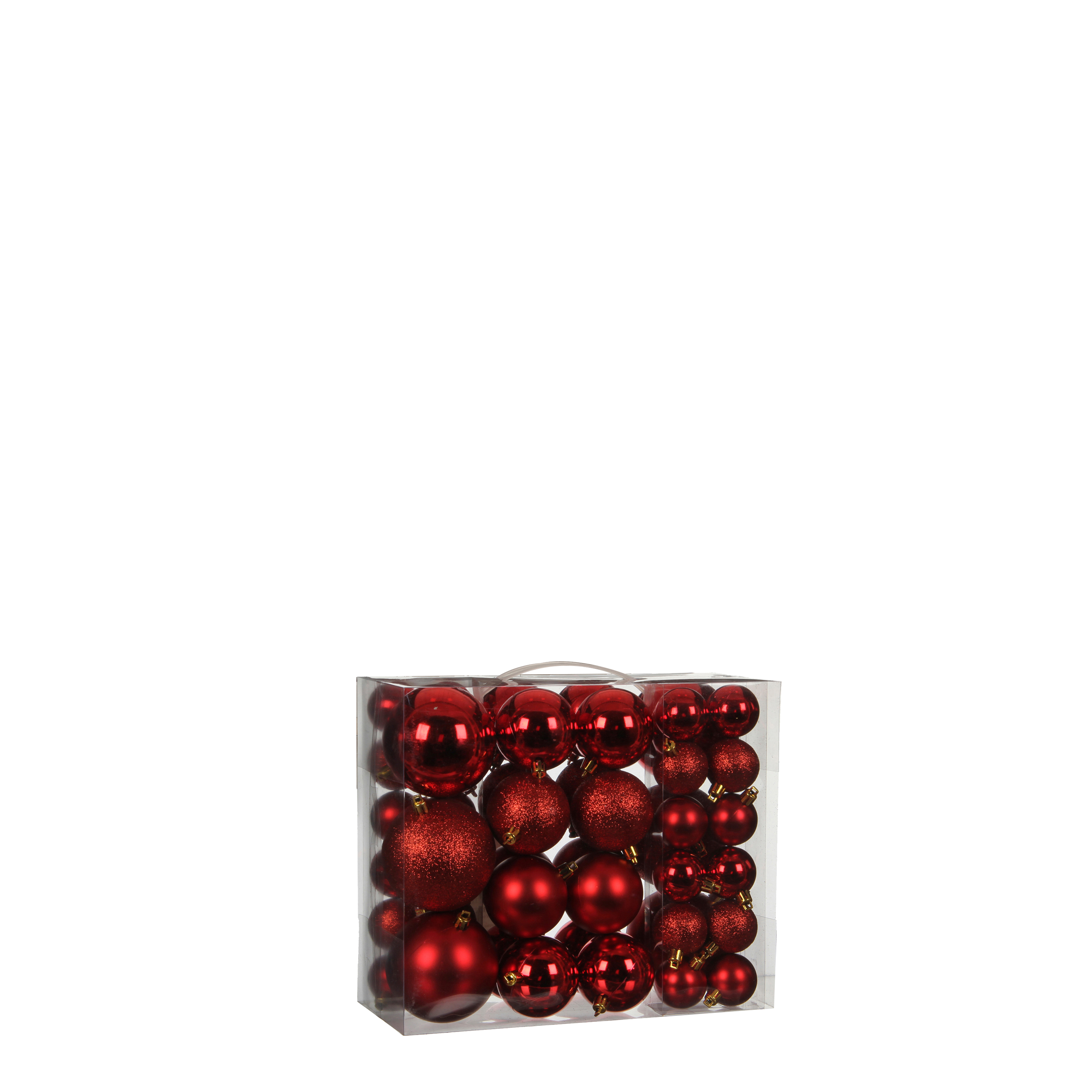 Boules de noël en plastique rouge - 46 pièces
