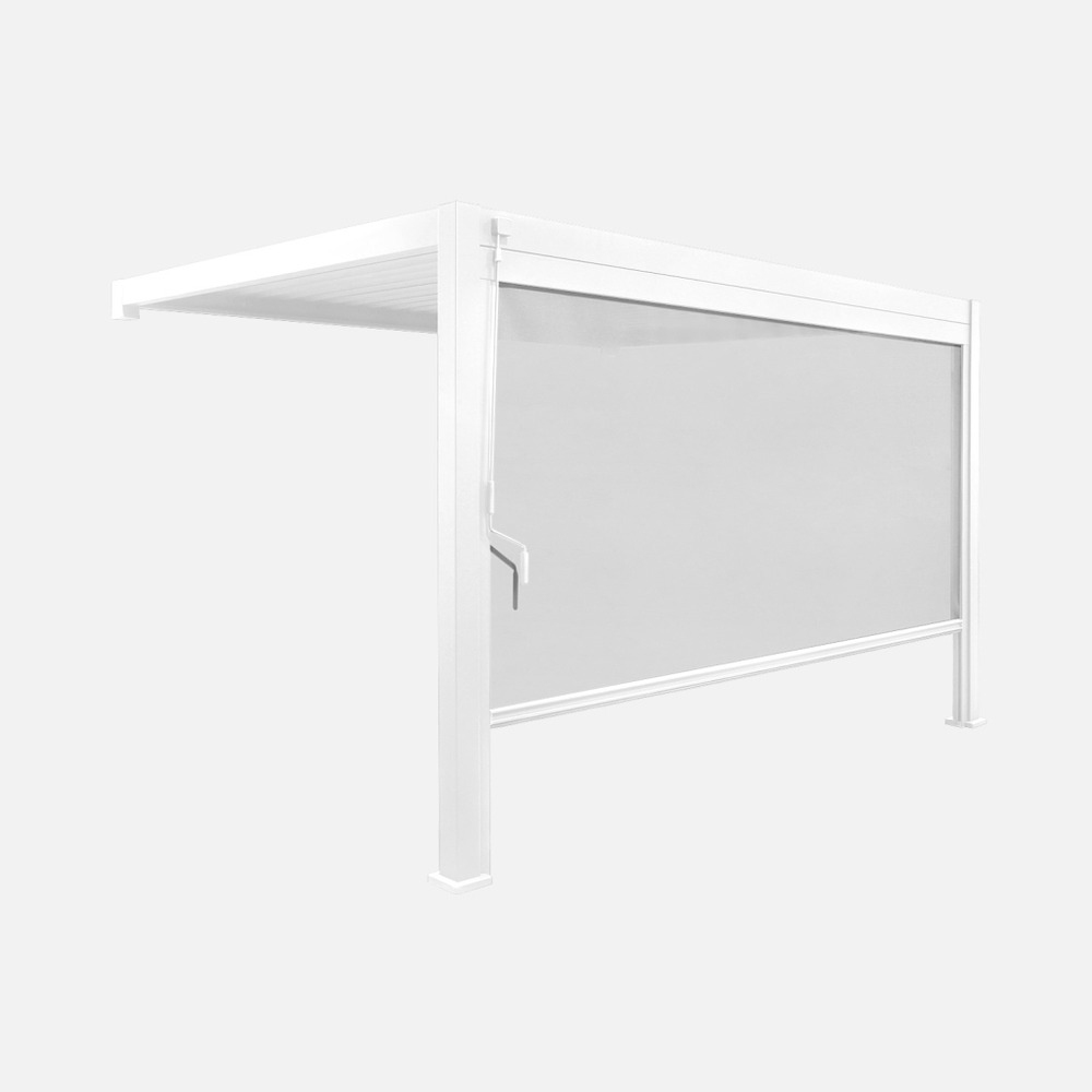 Pergola bioclimatique aluminium adossée 4x3m + 1 store 4m triomphe