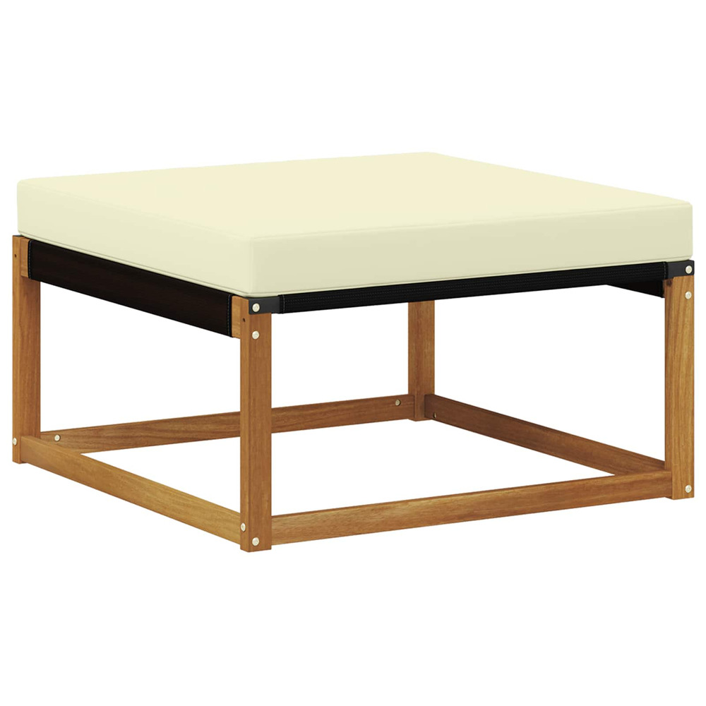 Pouf d'extérieur bois d'acacia massif naturel