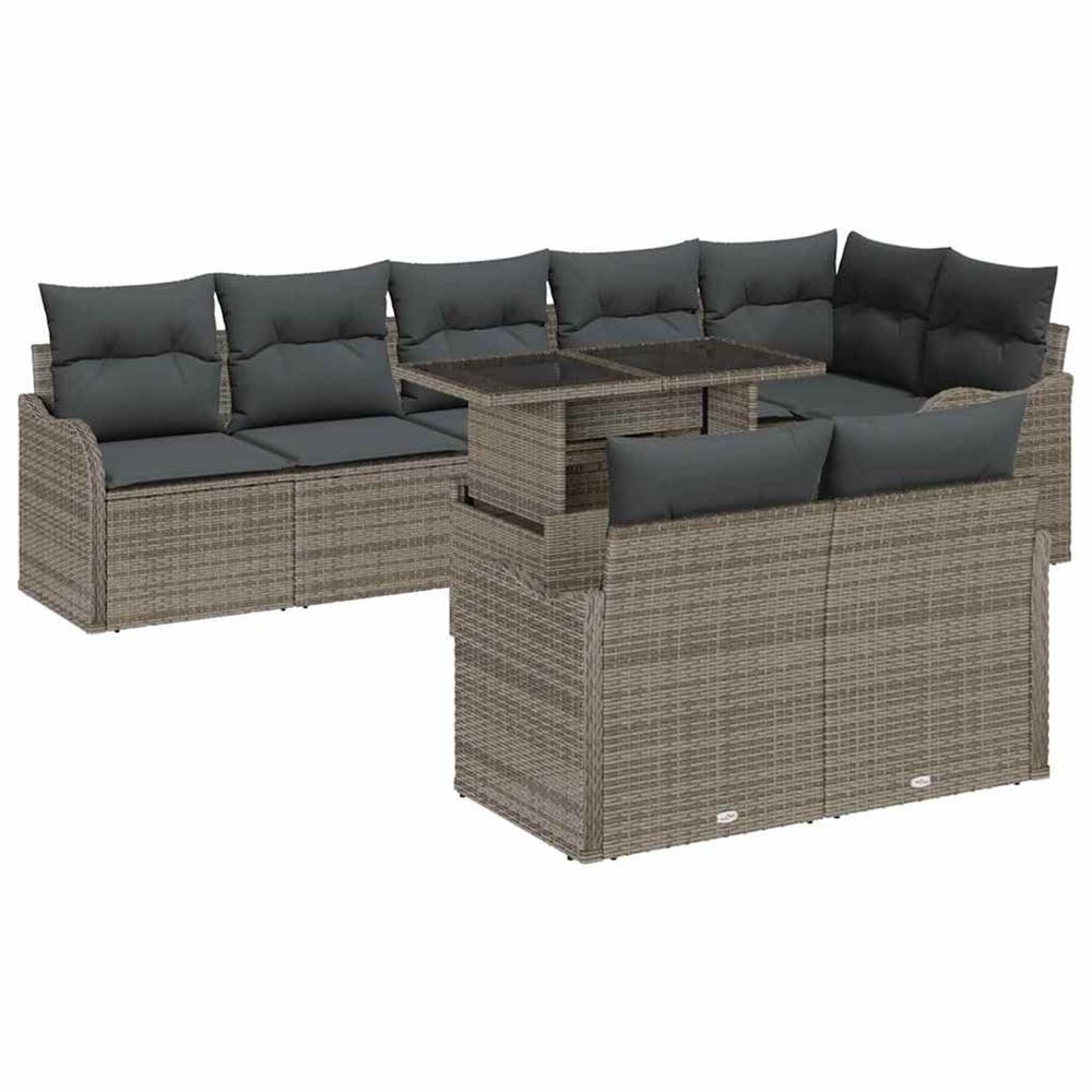Ensemble de canapé de jardin 9 pc gris poly rattan
