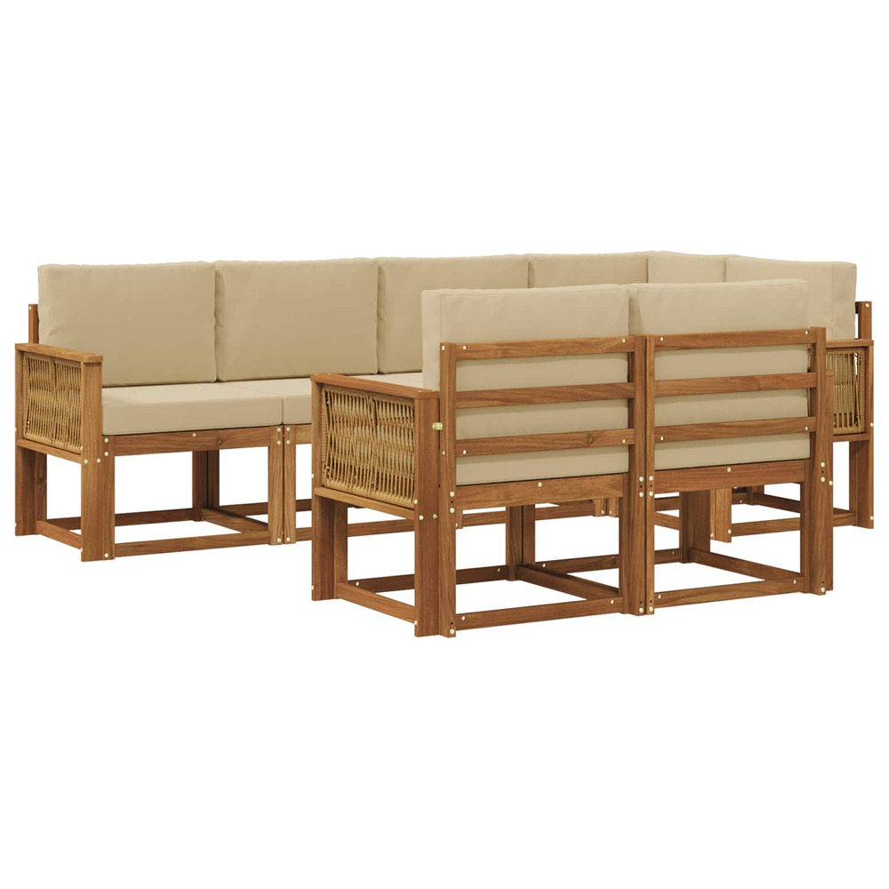 Ensemble de canapés d'extérieur 7 pcs naturel et beige