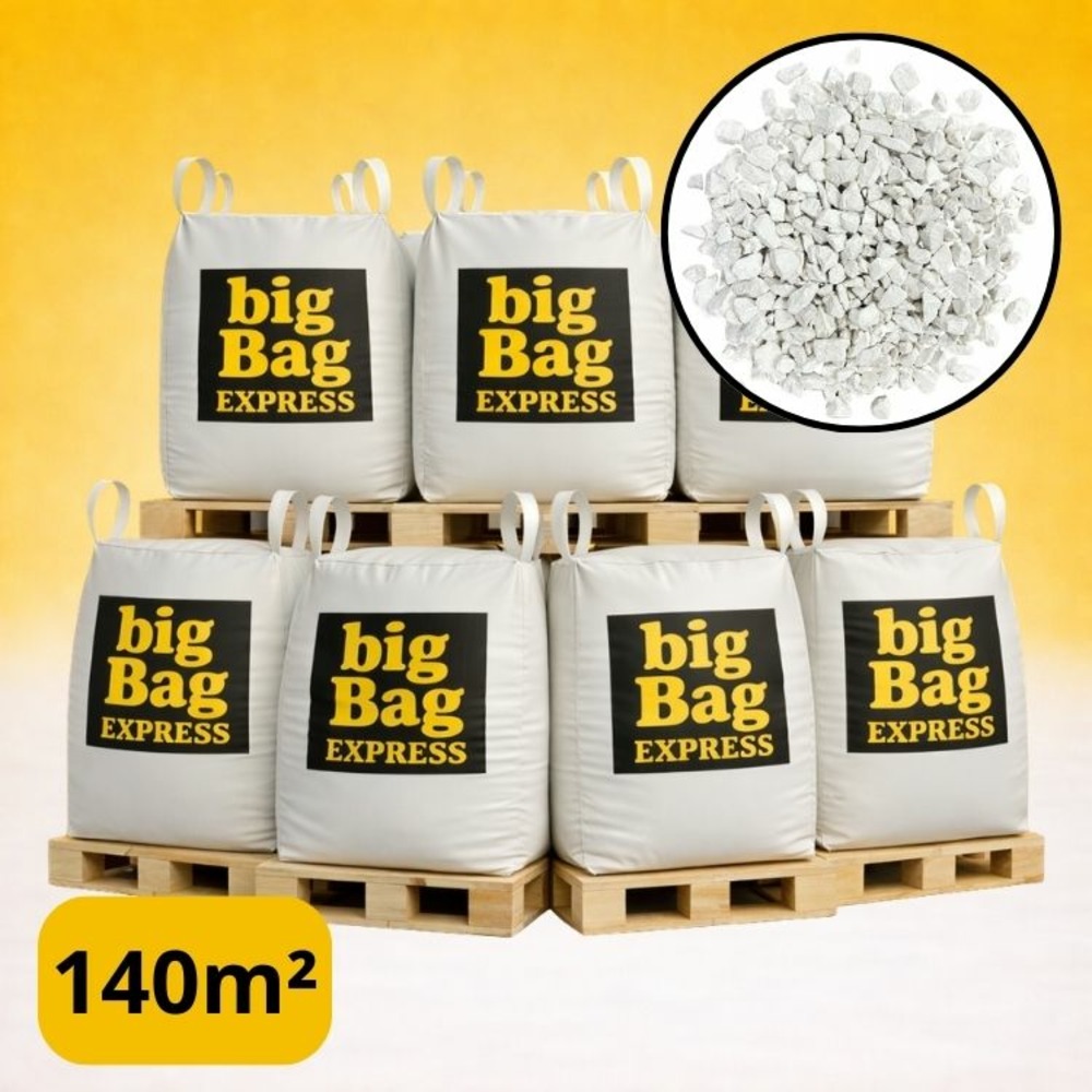 Pack 7 x big bag de +/- 1,5t ≃ 140m² gravillon calcaire super blanc ø 6/14 mm - livraison premium