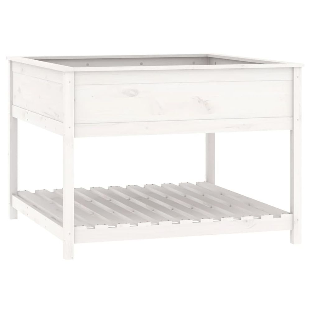 Jardinière d'extérieur et étagère blanc 111,5x111,5x81cm bois massif de pin
