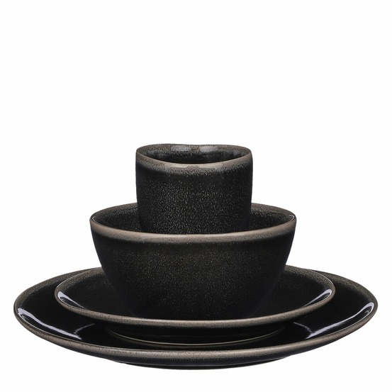 Mica decorations tabo service de table 4 personnes - céramique - noir