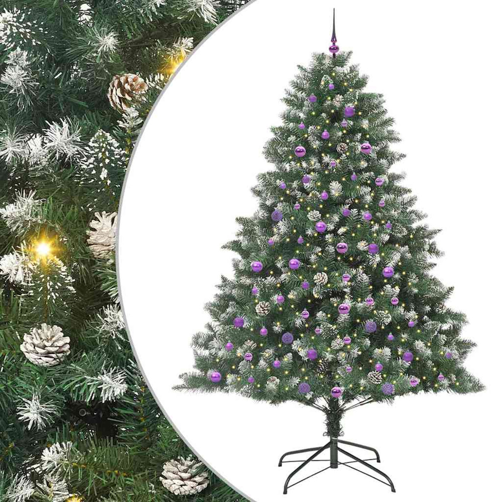 Sapin de noël artificiel vert 240 cm pvc, plastique et acier
