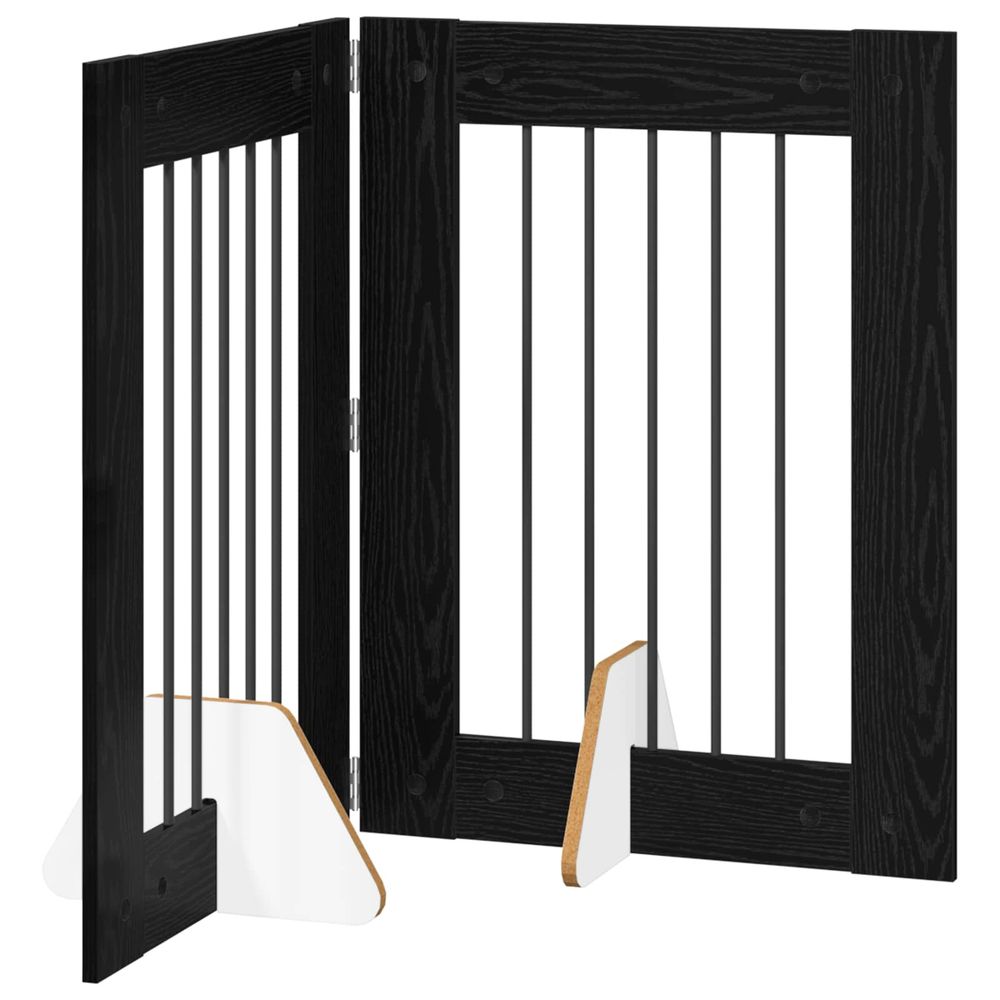 Porte de chien pliable avec supports 2 pc chêne noir 120,5 cm