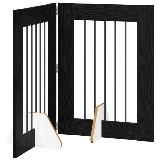 Porte de chien pliable avec supports 2 pc chêne noir 120,5 cm