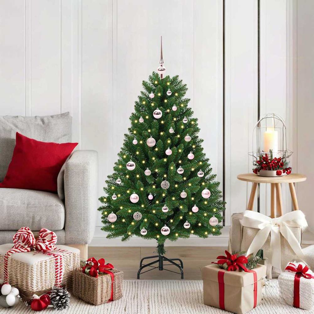 Petit sapin de noël moderne 1.2m, lumineux avec led 8 modes et décorations pour balcon ou salon