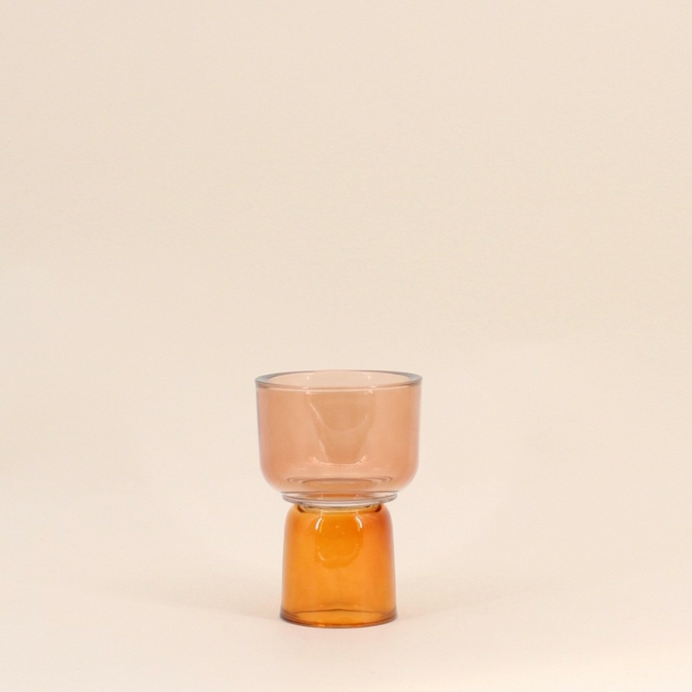Bougeoir double entrée en verre 15cm