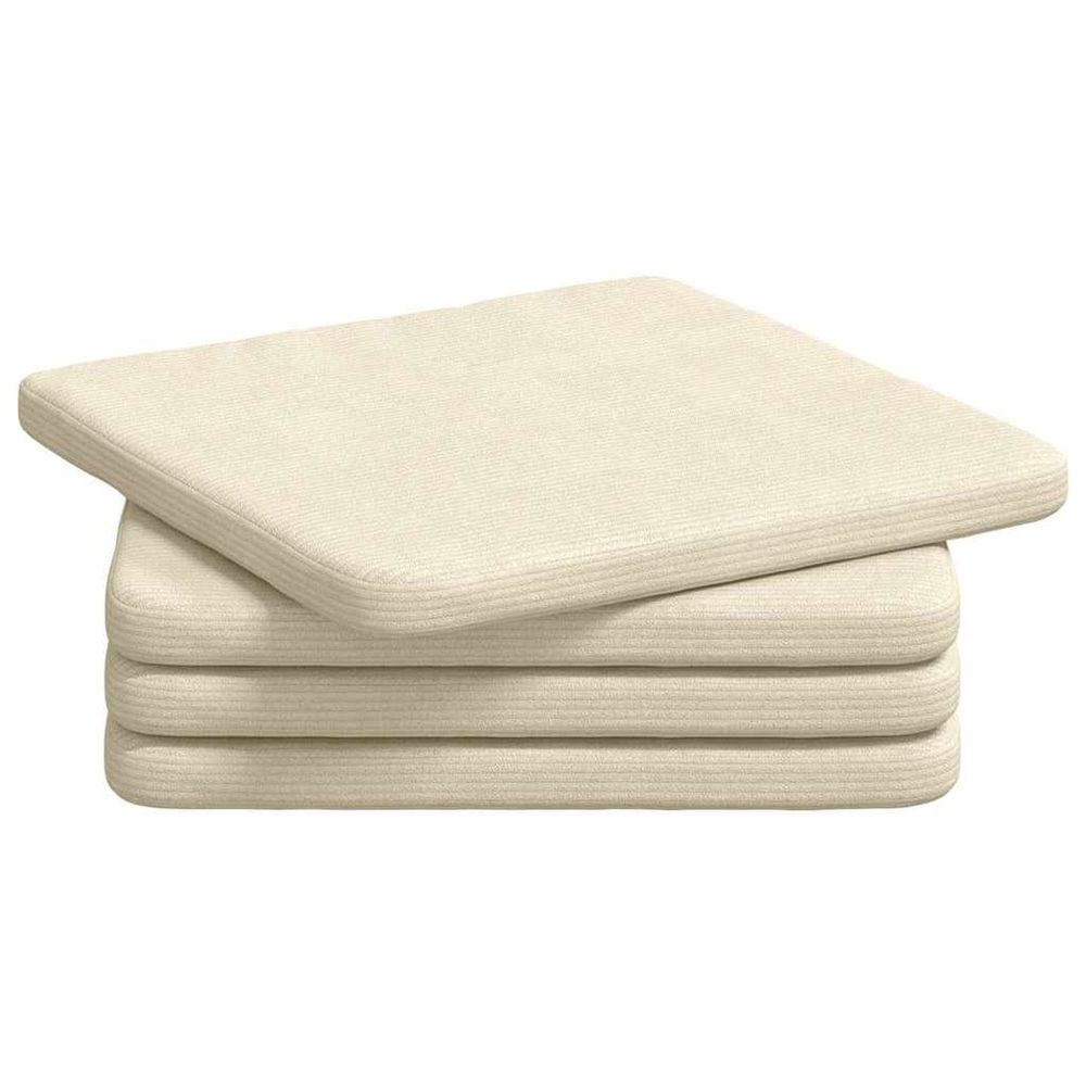 Coussins de siège 4 pc tissu en velours côtelé crème