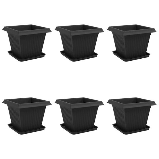Pots de plantes 6 pc noir plastique