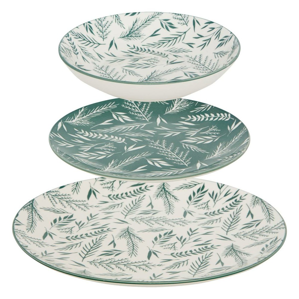 Service de table agathe 12 pièce(s) vert d26,5xp2,4cm