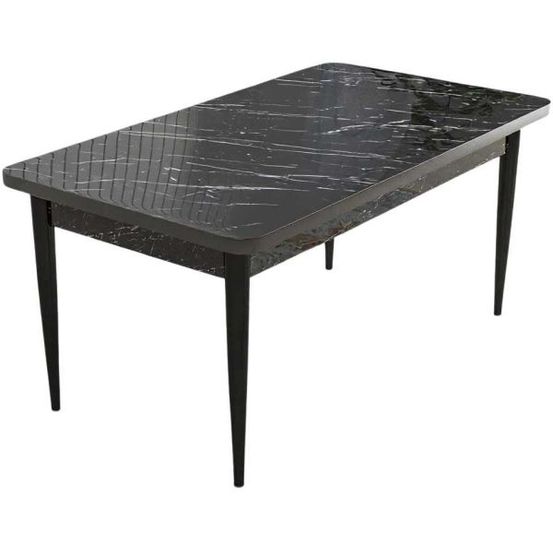 Table de repas en aggloméré nil noir marbré