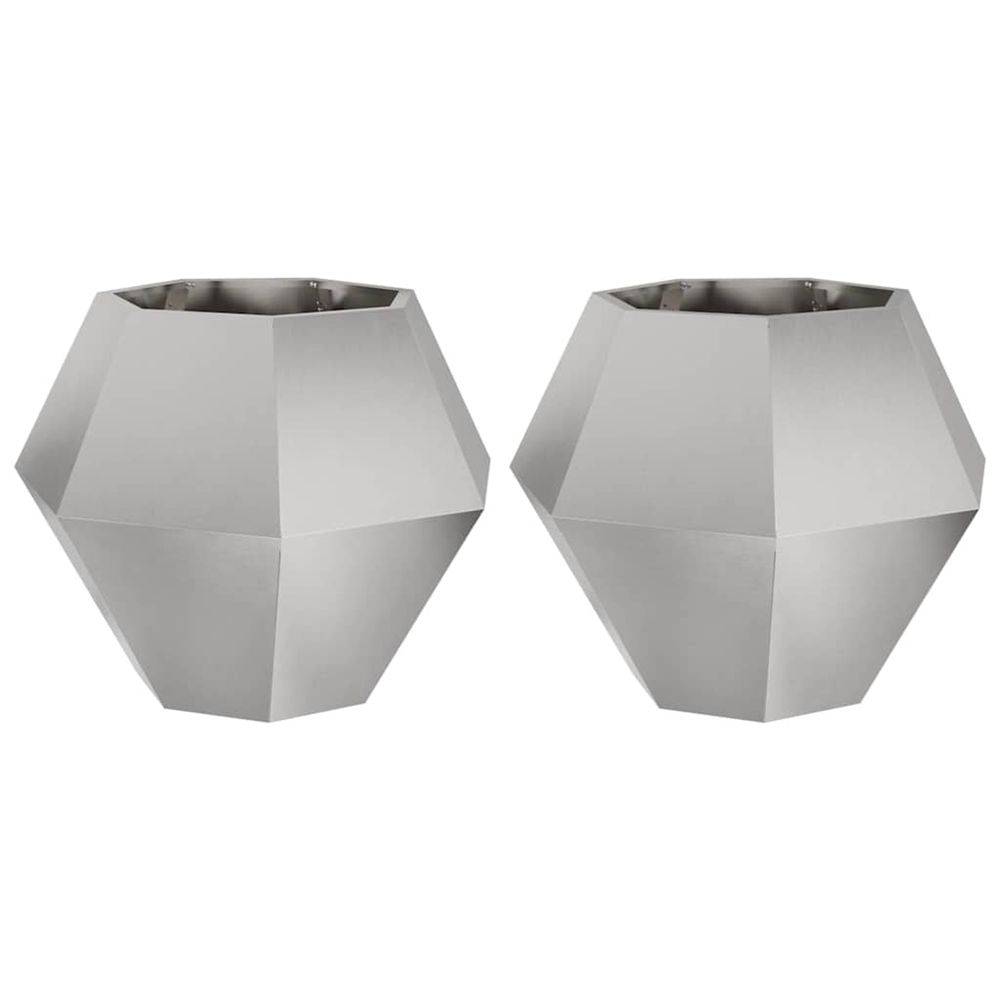 Jardinière d'extérieur 2 pc argenté 75 x 75 x 60 cm acier inoxydable