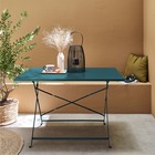 Table de jardin bistrot pliable - emilia rectangle bleu canard- table rectangle 110x70cm en acier thermolaqué