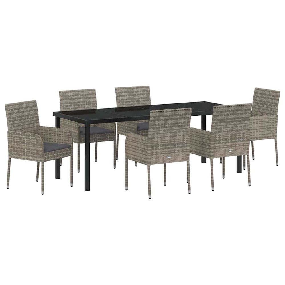 Ensemble de salle à manger pour jardin 7 pc gris polyrotin
