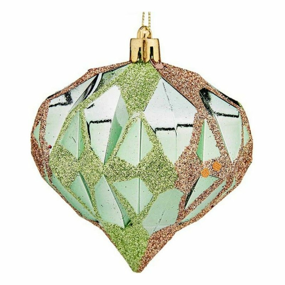 Boules de noël diamant ø 8 cm vert plastique 8 x 9 x 8 cm