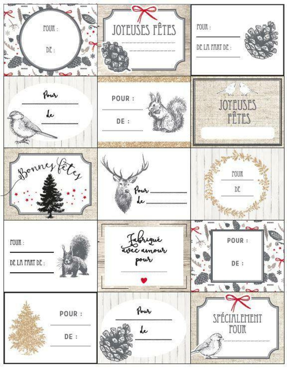 15 étiquettes paquets cadeaux pop