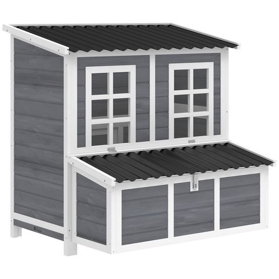 Poulailler xl bois de sapin 100x86x100 cm gris avec pondoir 3 cases toit étanche