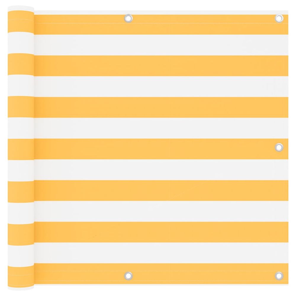 Écran de balcon blanc et jaune 90x500 cm tissu oxford