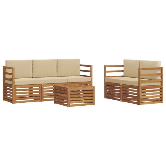 Ensemble de canapés d'extérieur 6 pc naturel et beige