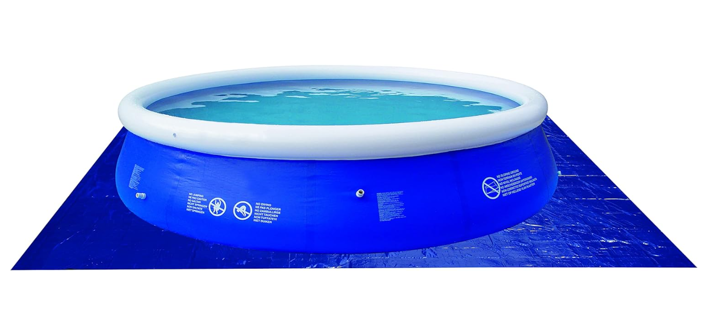 Bâche de sol pour piscine jusqu'à 330 x 330 cm. Matériau pvc. Forme carrée, tapis valable pour piscines rondes de 305 cm