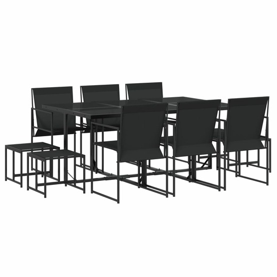 Ensemble à manger de jardin 11 pcs noir textilène