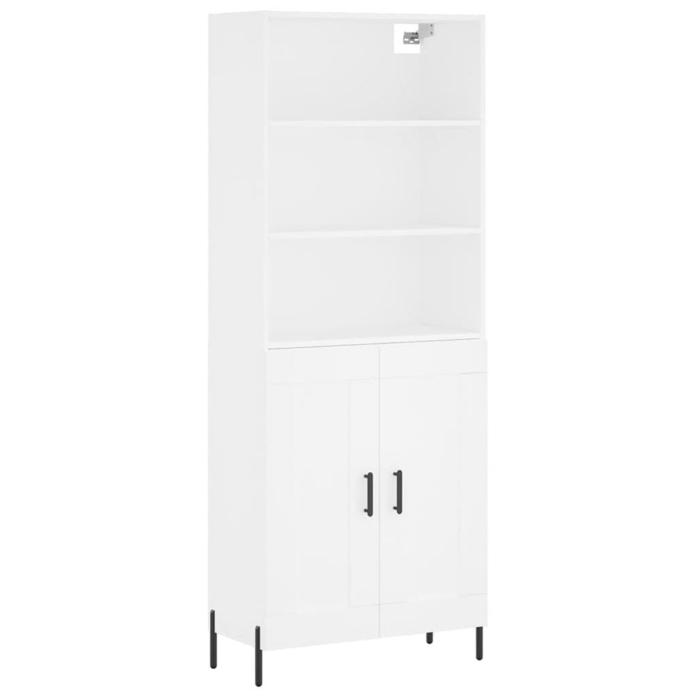 Buffet haut blanc 69,5x34x180 cm bois d'ingénierie
