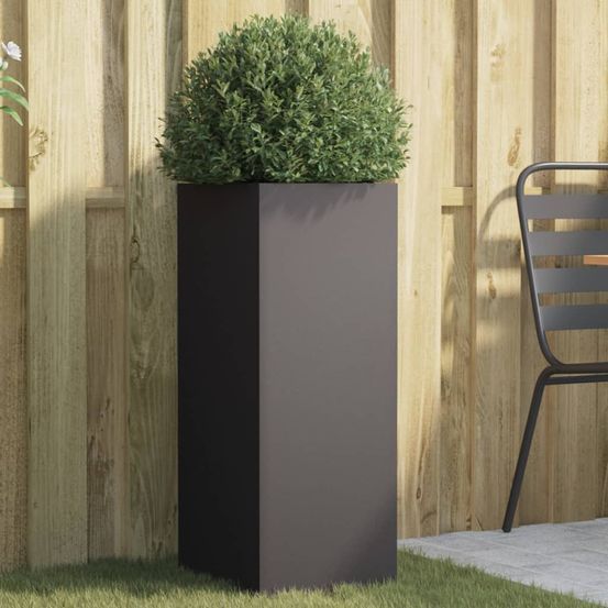 Jardinière surélevée en acier pour jardin et balcon 32x29x75 cm noir