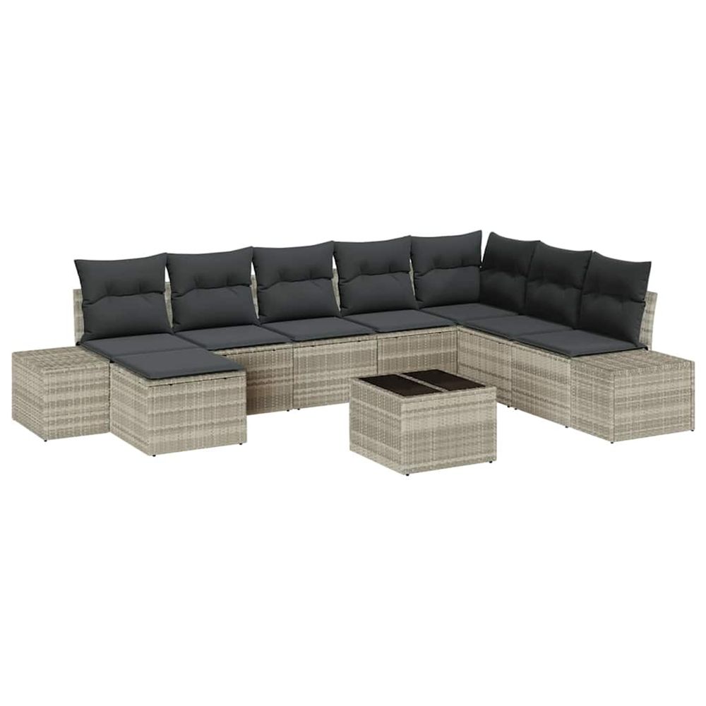 Ensemble de canapé de jardin 8 pc gris clair polyrotin