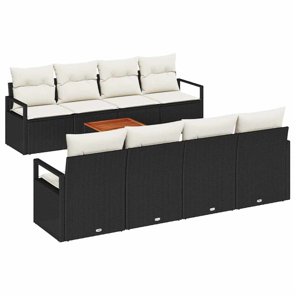 Ensemble de canapé de jardin 9 pc noir polyrotin