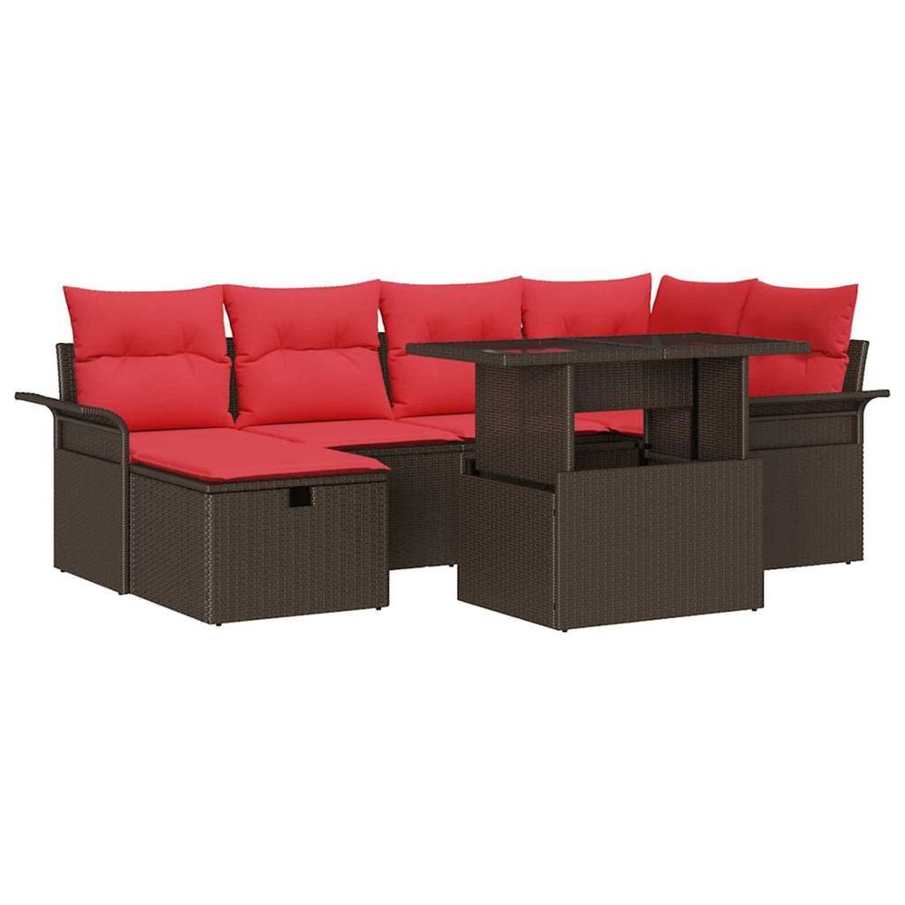 Ensemble de canapé de jardin 7 pc marron polyrotin