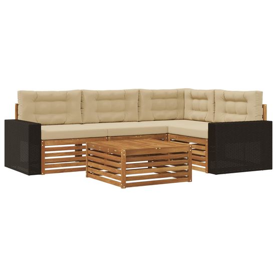 Ensemble de canapés d'extérieur 5 pc naturel et beige polyester